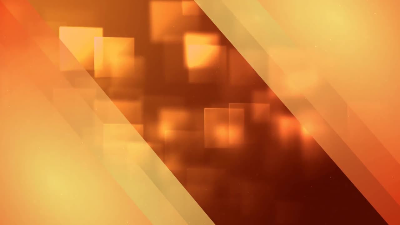 animación digital de múltiples formas cuadradas que se mueven contra un fondo naranja