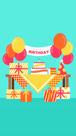 gráfico de movimiento de la composición de cumpleaños encantadora con estilo moderno