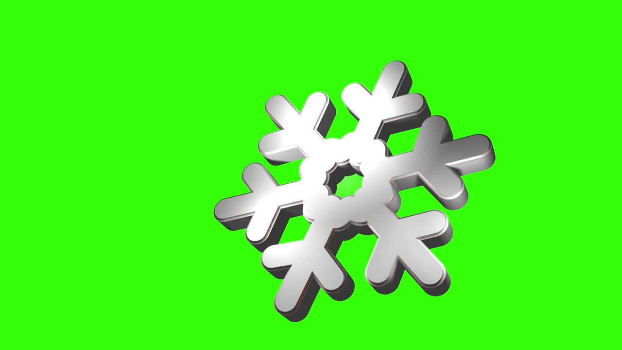 Animated 3D Christmas Snow Flake Reveal on Green Screen Background 4k