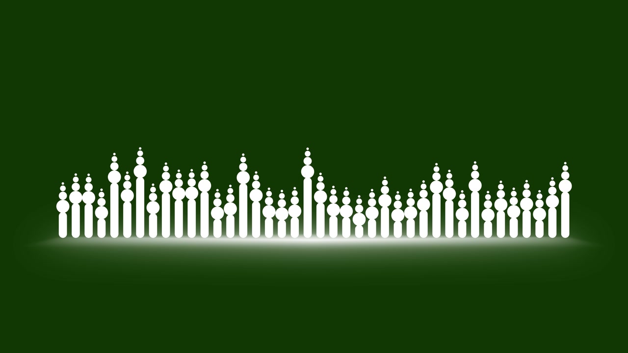 Animated White Audio Frequency Waveform on Green Background