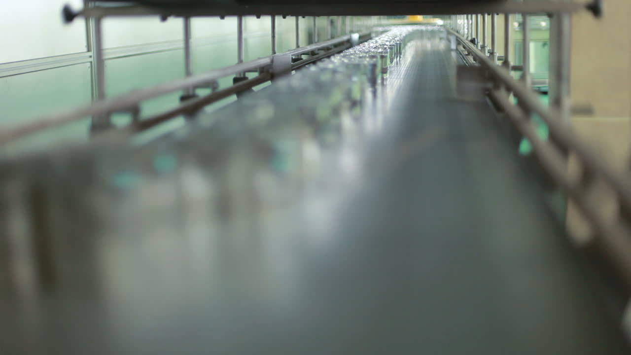 Factory conveyor line. Factory conveyor rollers. Manufacturing production line