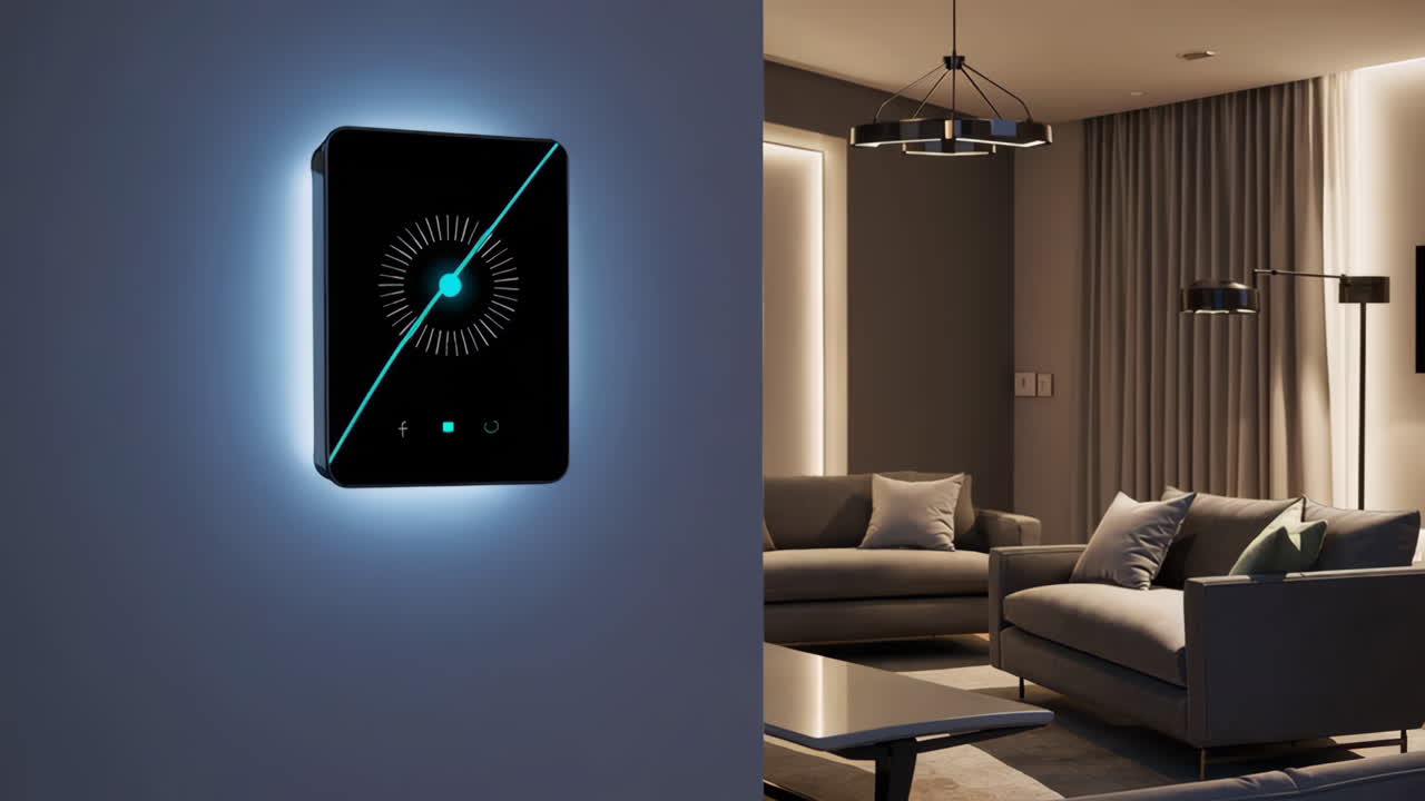 Modern Smart Home Control Panel in a Living Room
