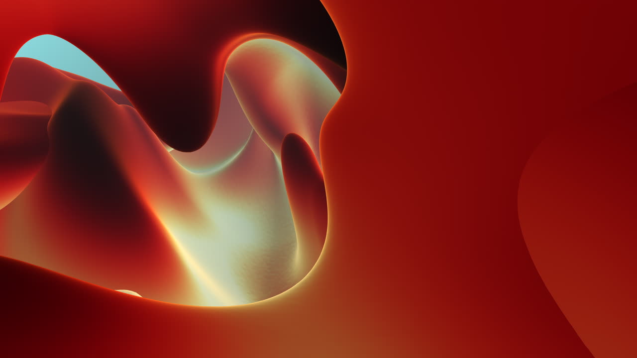 Orange-yellow warm shapes move calmly in futuristic, mysterious 3D science realm