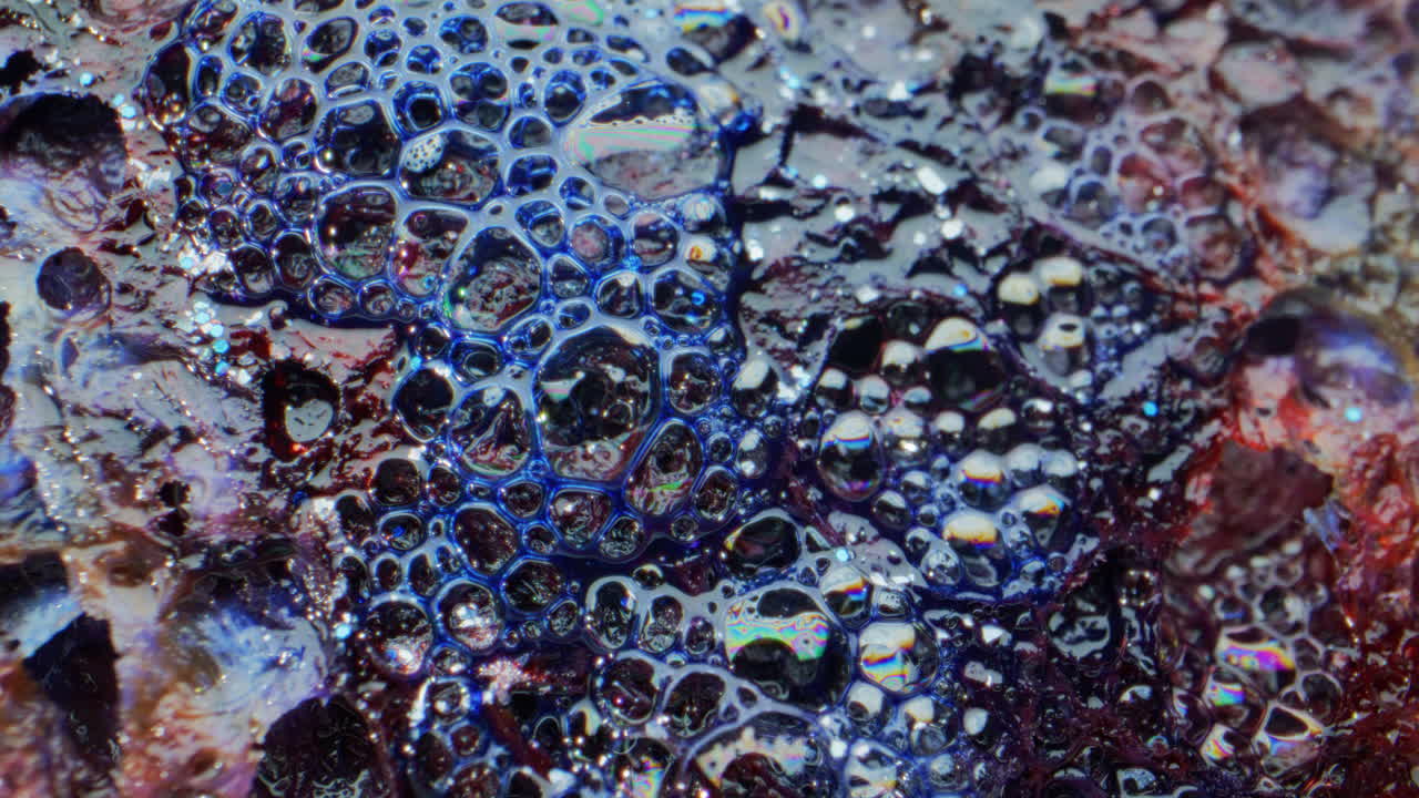 Abstract Macro of Bubbles and Stained Surface