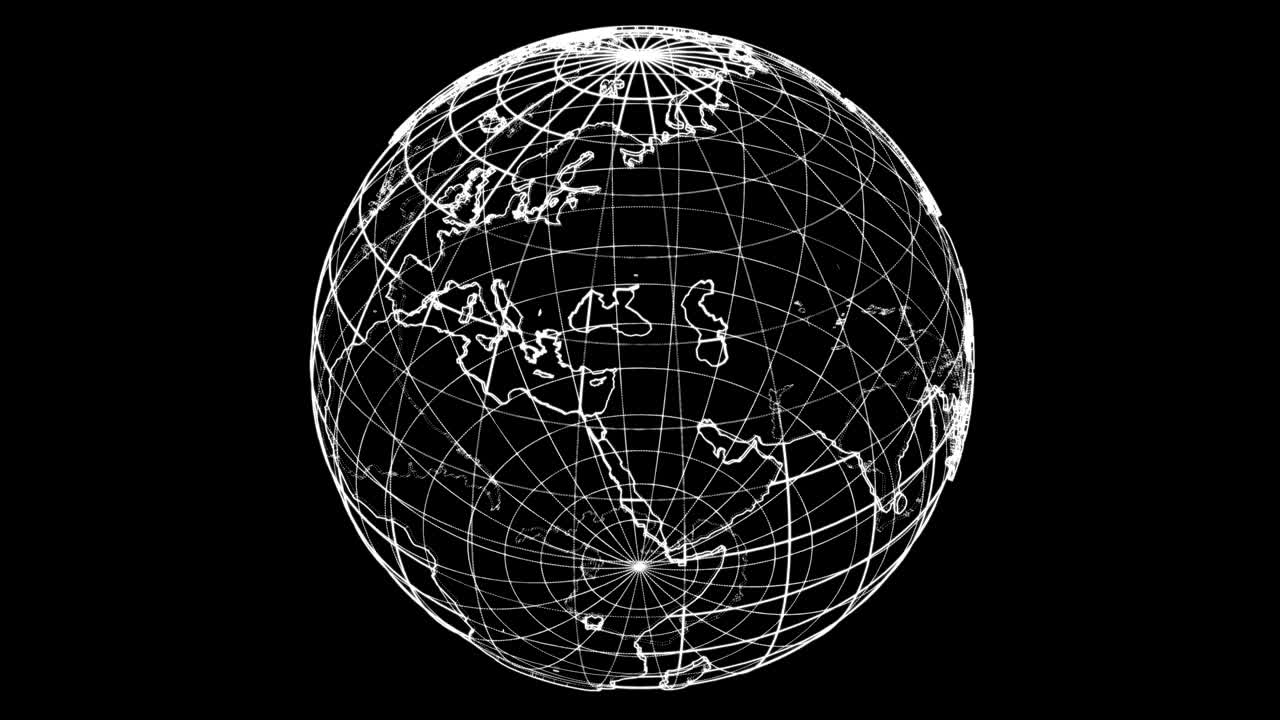 Outline Earth concept. Wire-frame style. 3D illustration video