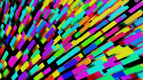 simple geometric background with colorful plates flashing like neon lights, looping smooth animation in 4k. creative colorful background. vj loop.