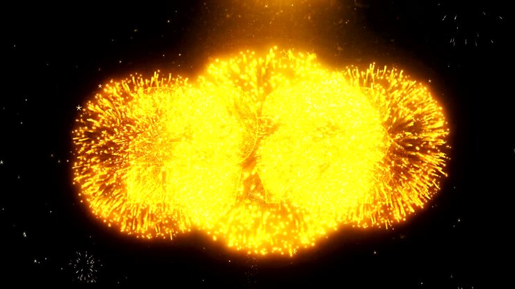 2023 New Year Text Wish On Firework Display Explosion Particles.