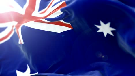 australia flag slow waving. close up flag waving. seamless loop