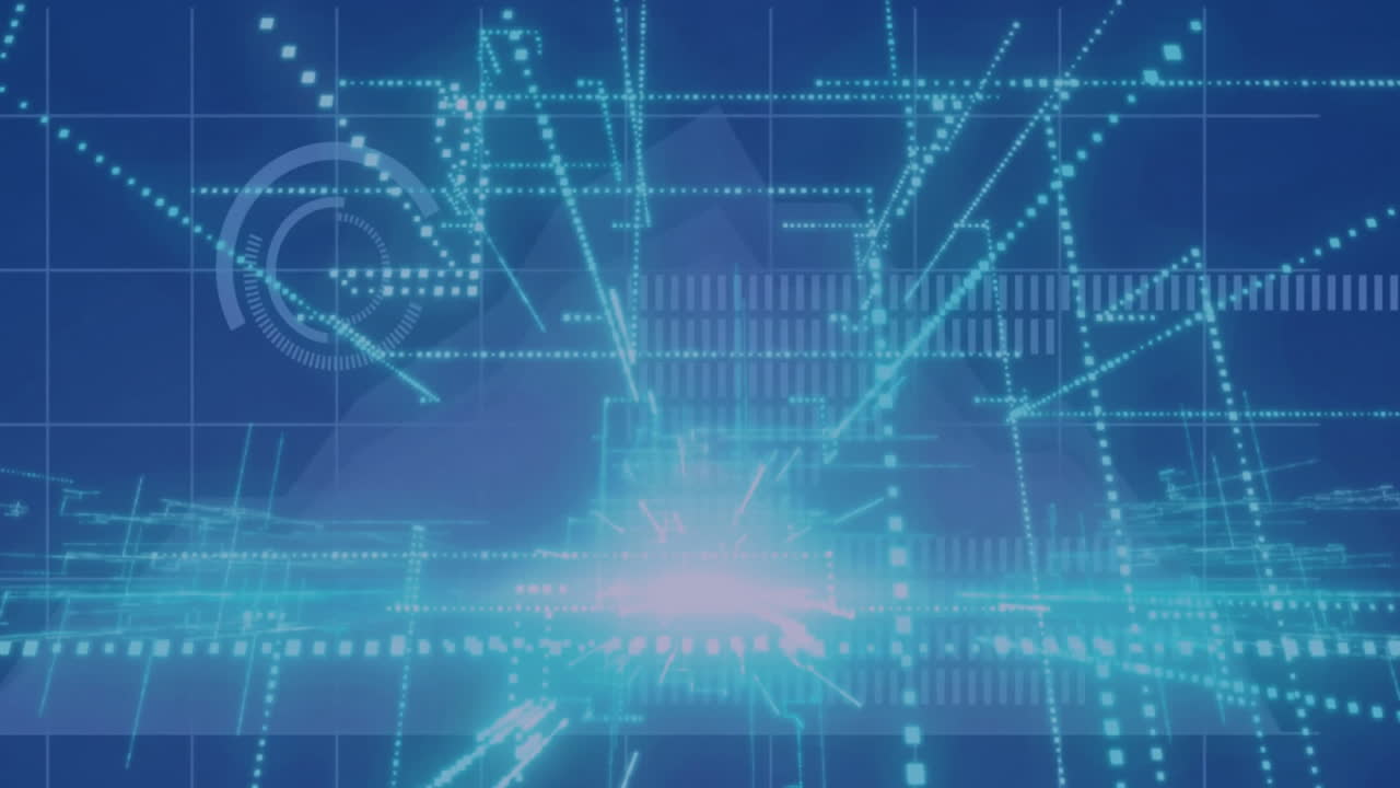 스 스캔을 통해 빛의 점과 연결 네트워크의 애니메이션