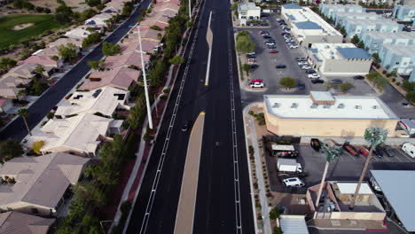 Aerial-View-of-Summerlin,-Modern-West-Suburbs-of-Las-Vegas,-Nevada-USA,-Roads,-Buildings-and-Golf-Course-Field