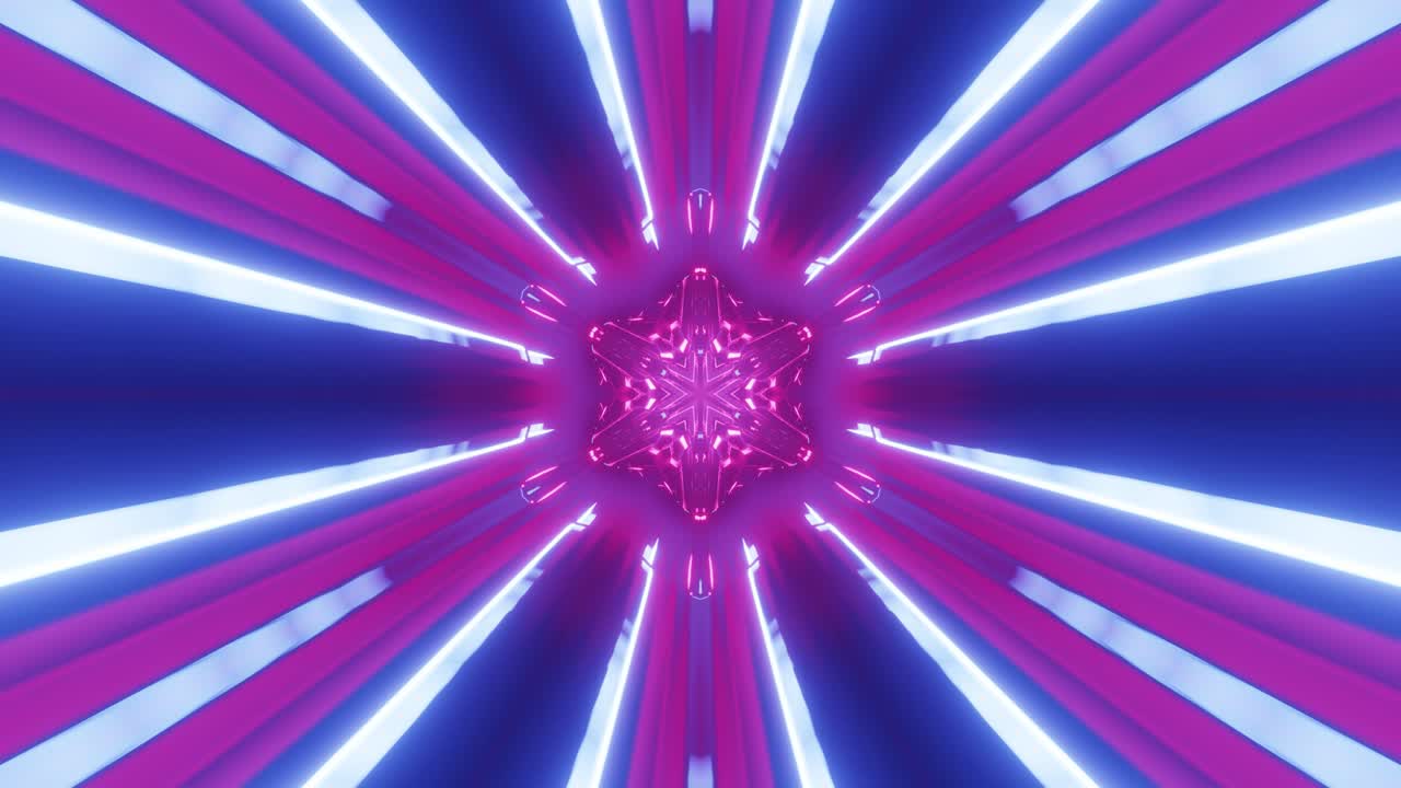 Background in style of cyberpunk or high-tech future. Sci-fi tunnel transformer with neon lights. 4k looped abstract high-tech tunnel. Camera flies through changing tunnel on high speed.