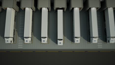 trucks parked in a warehouse