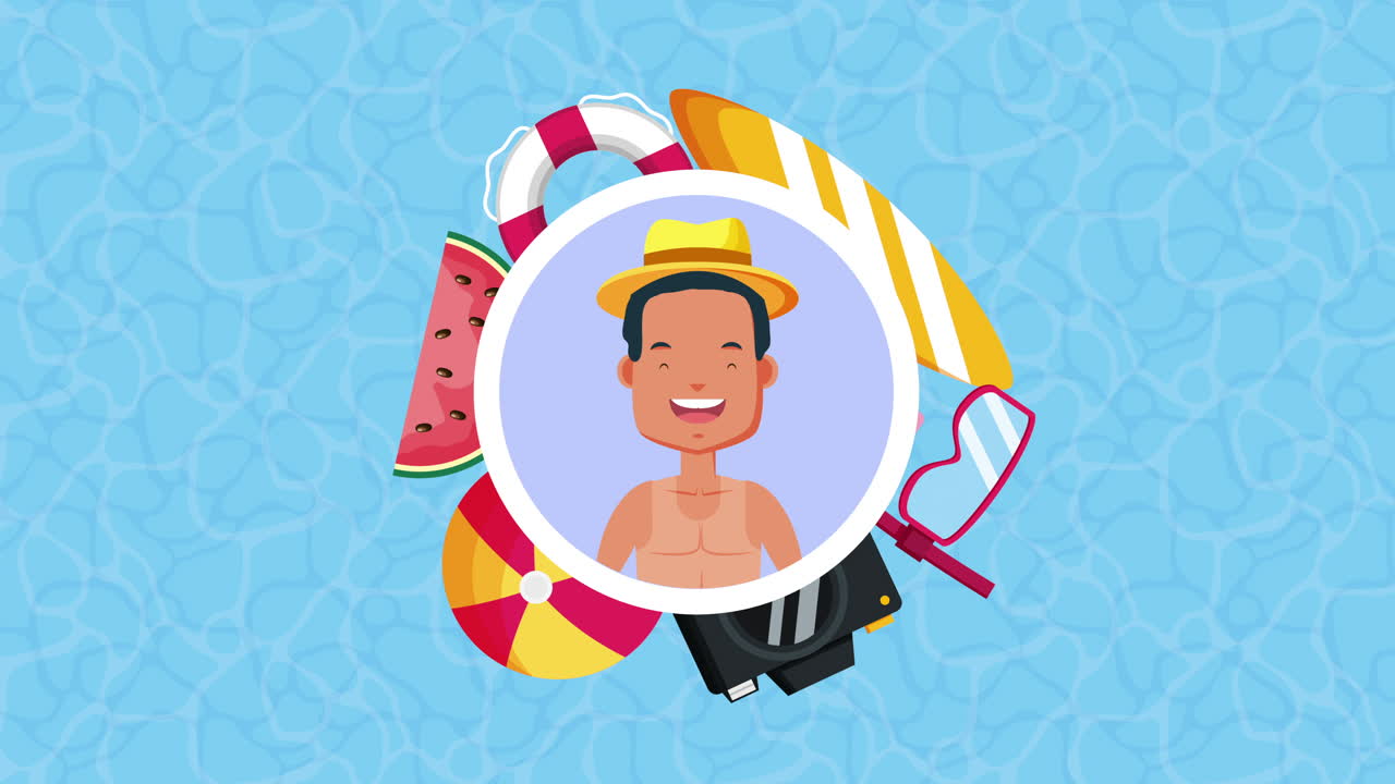 joven con accesorios de verano animación