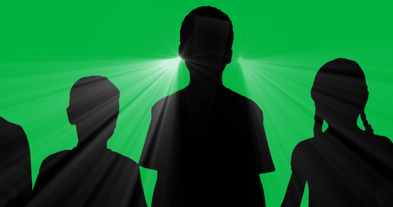 Animazione digitale di silhouette di bambini in costume da bagno su sfondo bianco