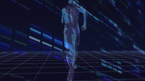 digital composite of a running digital man