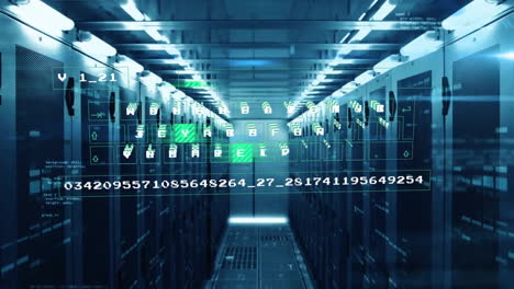 animación del procesamiento de datos a través de servidores informáticos