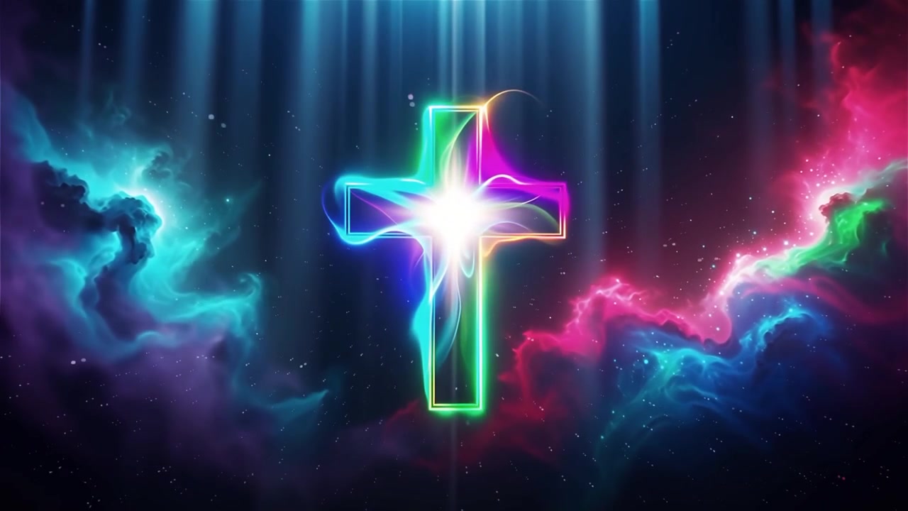 Christian Cross Heavenly Light Worship Background