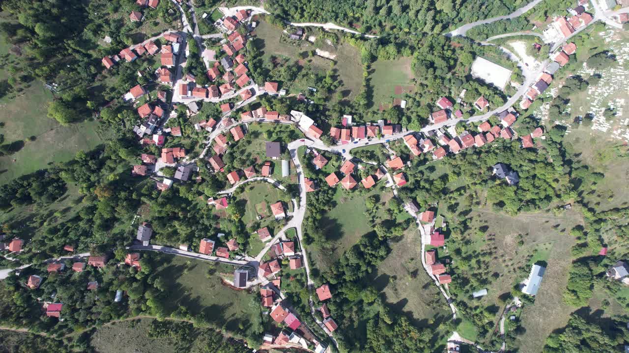 vista aérea de la aldea rural