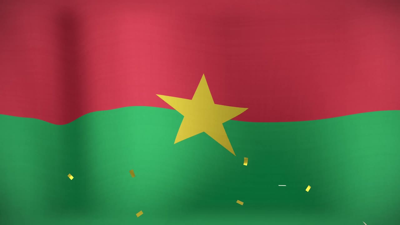 animación de confeti sobre la bandera de burkina faso