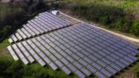 top view of solar panels in solar farm