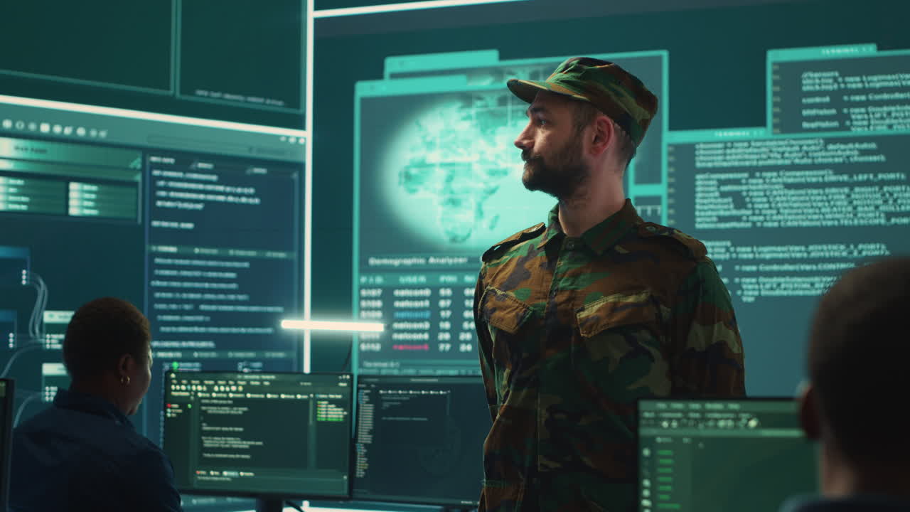 Armed forces cyber security team conducting top secret investigations