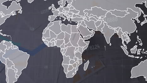 animation of data processing and world map over documents