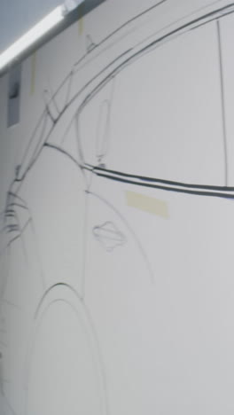 man working on car design sketch