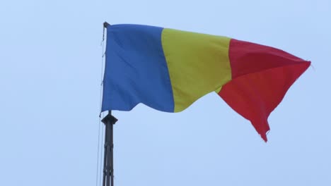 romanian flag waving in the wind