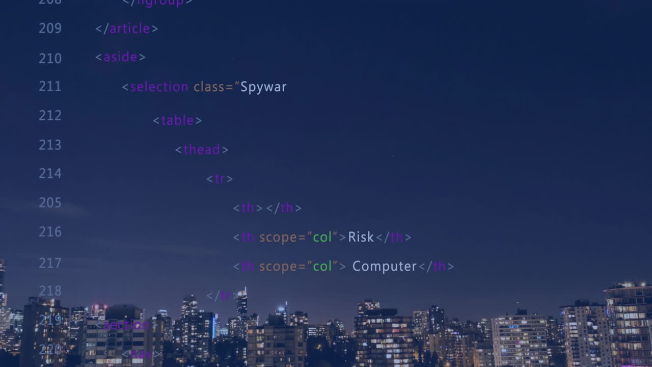 도시 풍경에 대한 통계 및 디지털 데이터 처리의 애니메이션