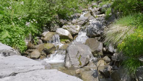 Gebirgsfluss,-Der-Durch-Felsen-In-Der-Schweiz-Fließt.-Aufsteigen