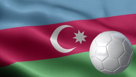 bandera de azerbaiyán y pelota de fútbol - bandera de azarbaiyán alto detalle - bandera nacional de azerbaiján patrón de onda elementos loopable - textura de tela y bucle sin fin - pelota de futbol y bandera