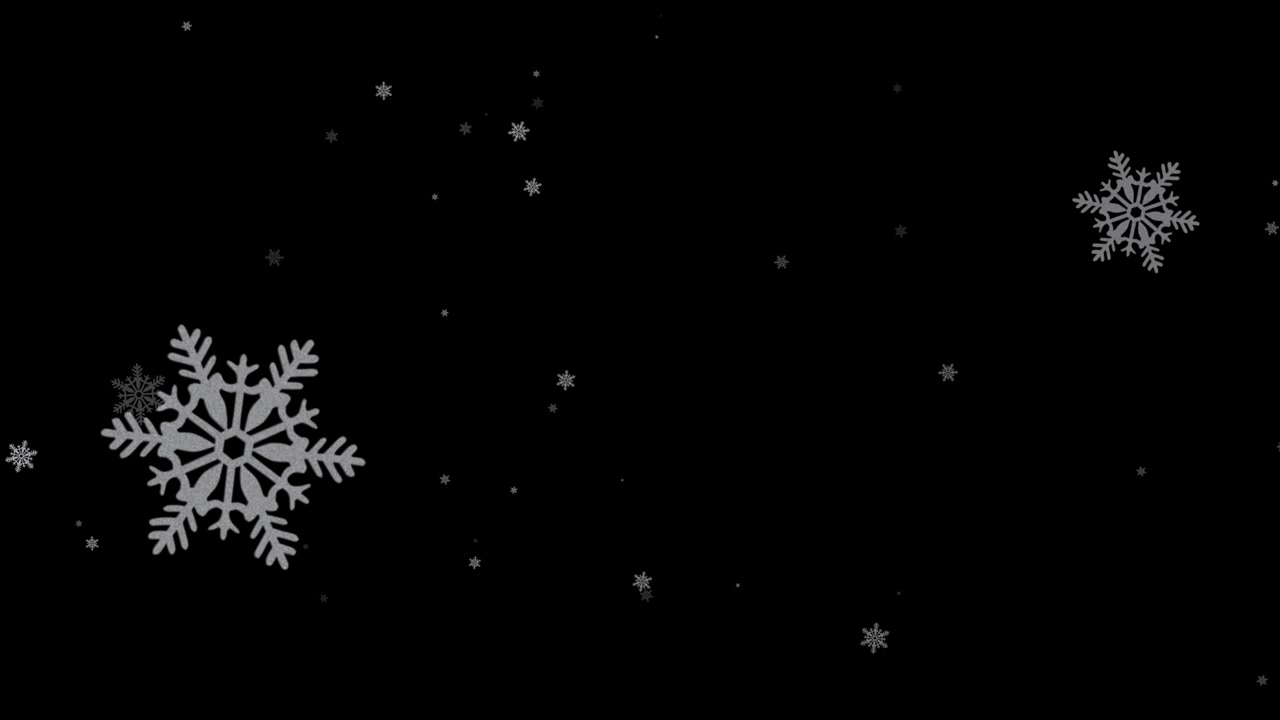 Snowflakes Falling on Black Background