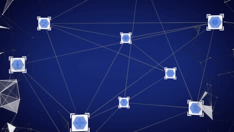 animación de una red de conexiones sobre un fondo azul oscuro