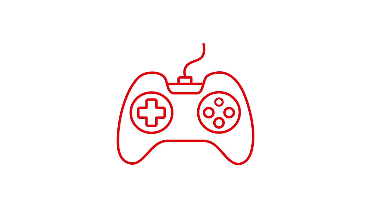 Animated Drawing of a Red Line Art Video Game Controller