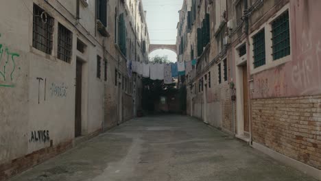 deserted venetian alley with laundry lines