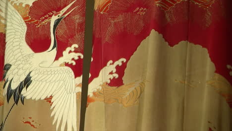 a crane bird depicted on a japanese kimono