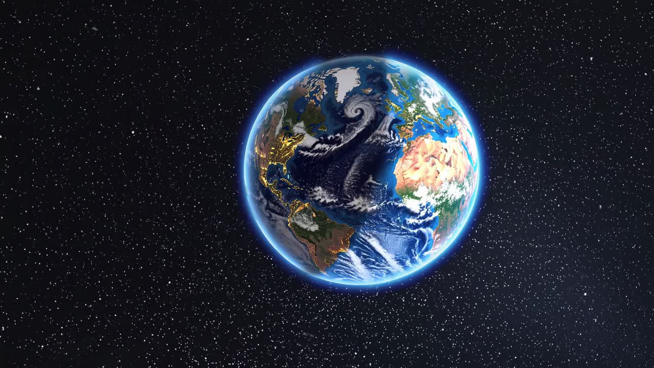 Aerial video view of Earth from space, showcasing continents and oceans