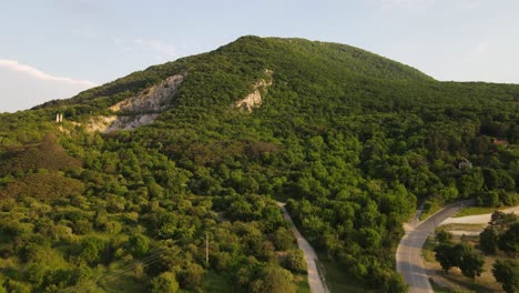 montaña pilis cubierta por un hermoso bosque verde