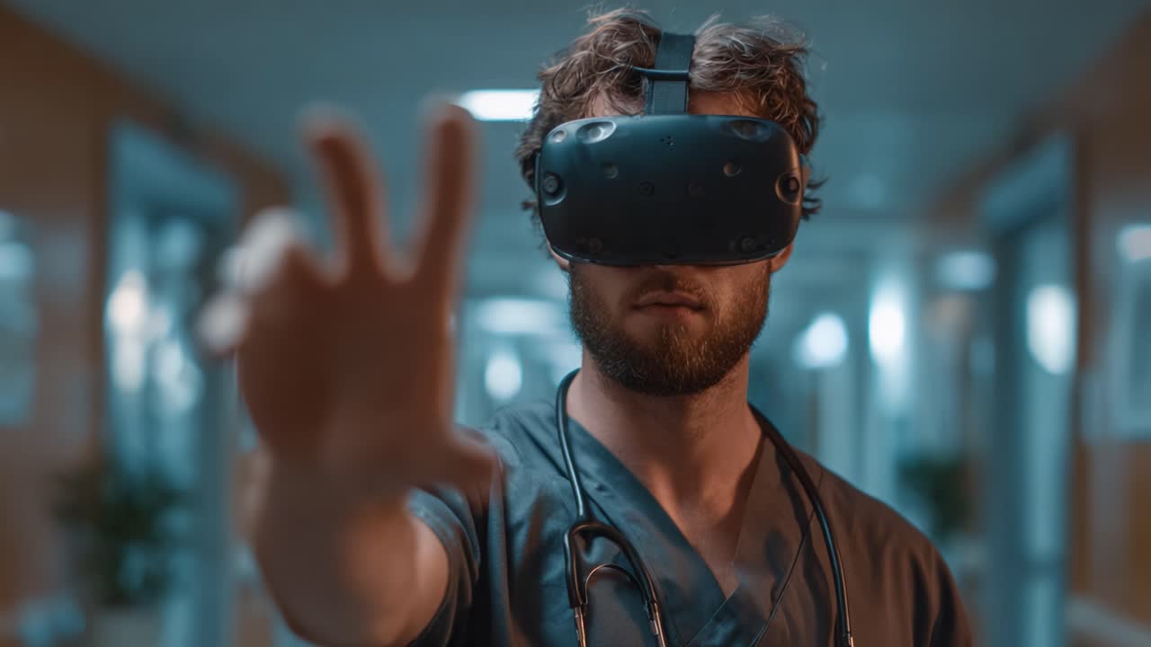 Exploring the Future of Healthcare: A Professional Engaging with Virtual Reality Technology in a Medical Environment