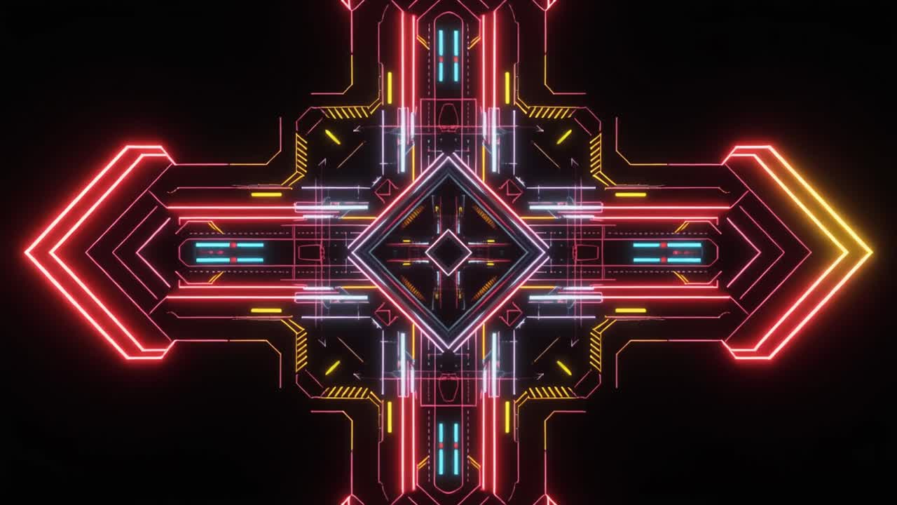 Loop di sfondo futuristico con tecnologia astratta al neon