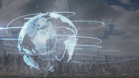 Animation-Der-Welt-Der-Netzwerke-Von-Verbindungen-über-Dem-Stadtbild