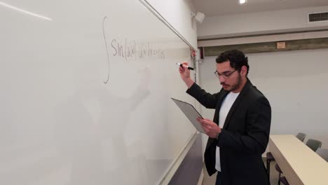 professional solving a complex problem on a board