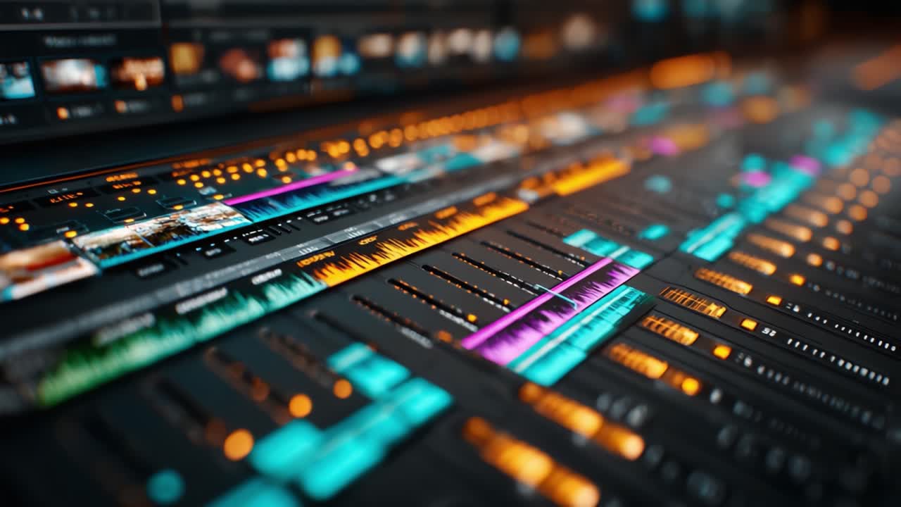A Stunning Close-Up of an Advanced Digital Audio Workstation Interface, Showcasing Colorful Waveforms, Sound Manipulation Tools, and Editing Features for Professional Sound Production