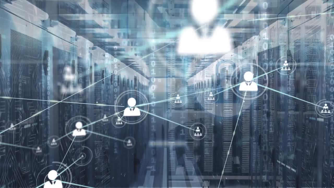 Animation of network of connections over server room