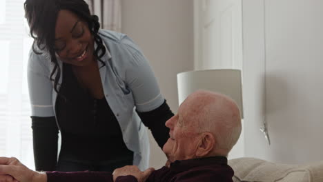 elderly man receiving care from caregiver