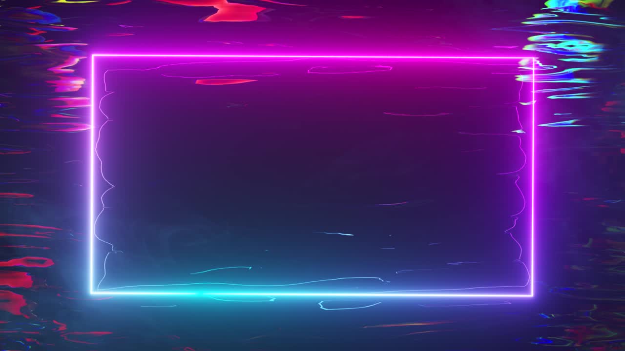 Kirkas neonkehys hohtaa neonkirjolla vesitaustaa vasten. Saumaton silmukka 3D-renderöinti
