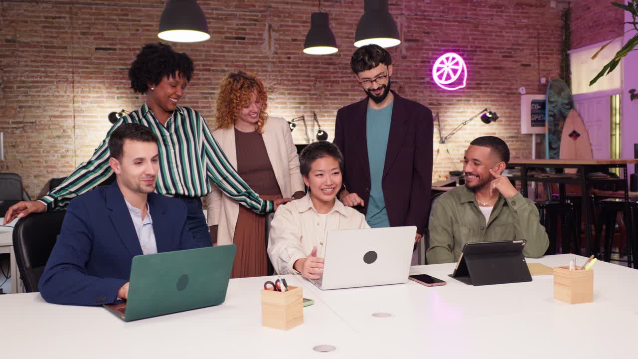Diverse Team Collaborating in Modern Office