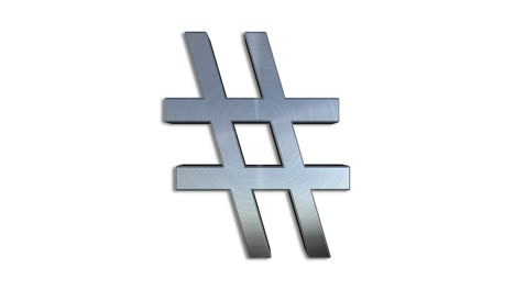 Hashtag Sign Rotation Loop - Realistic Metal Material