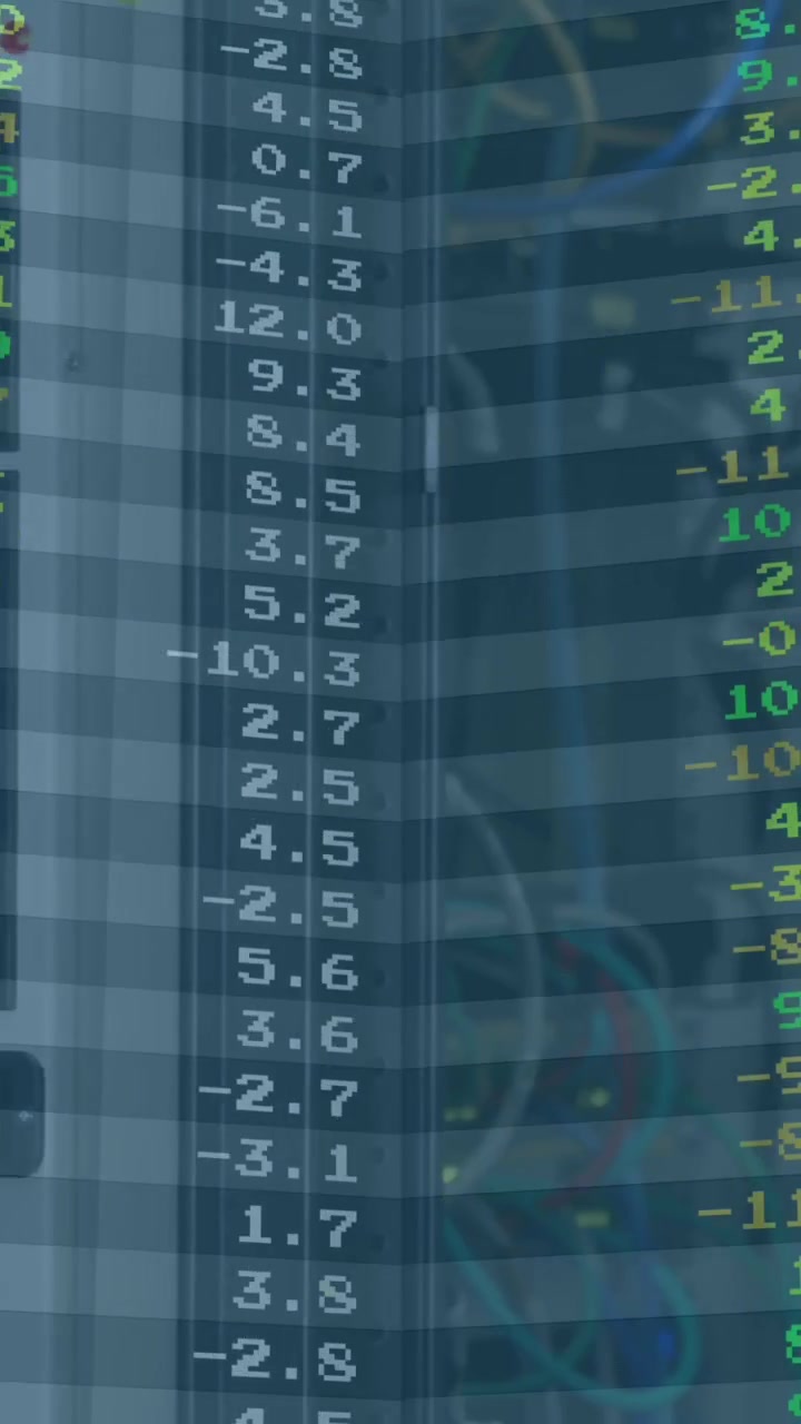 Animation of stock market over caucasian woman in server room