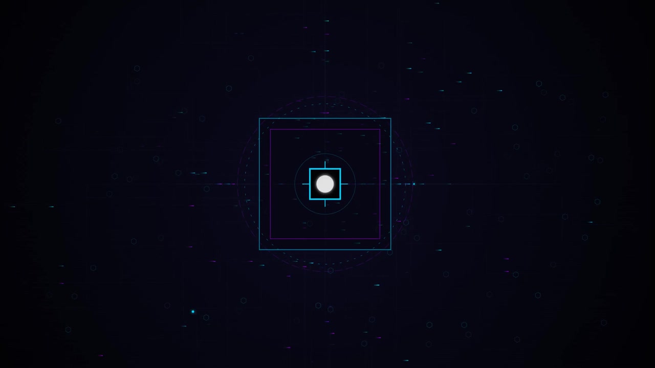 Abstract Digital HUD Interface with Pulsing Geometric Shapes